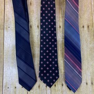 Austin Manor Elegant Men's Tie Set‎ - Black, Pink, Blue Bundle of 3
